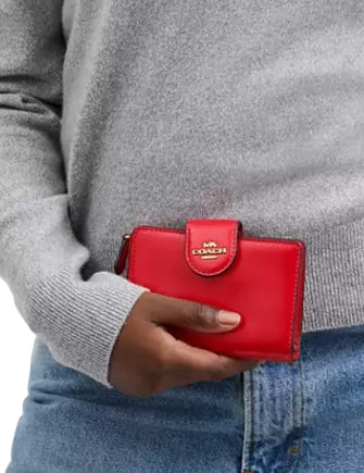 Coach Medium Corner Zip Wallet Candy Apple