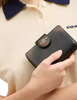 Coach Medium Corner Zip Wallet In Loved Leather Black Brown