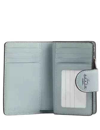 Coach Medium Corner Zip Wallet In Pretty Signature Canvas Chalk Blue