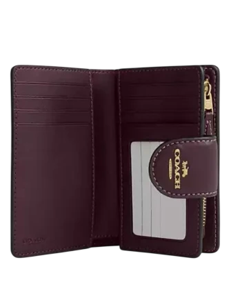 Coach Medium Corner Zip Wallet In Signature Canvas Black Current