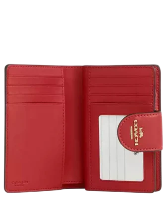 Coach Medium Corner Zip Wallet In Signature Canvas Crimson