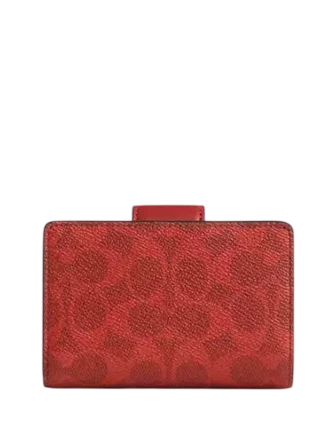 Coach Medium Corner Zip Wallet In Signature Canvas Crimson