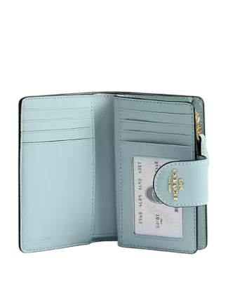 Coach Medium Corner Zip Wallet In Signature Canvas Light Blue