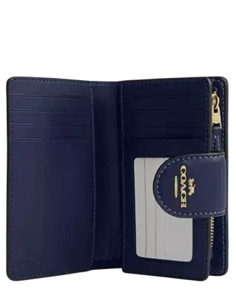 Coach Medium Corner Zip Wallet In Signature Canvas Navy