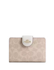 Coach Medium Corner Zip Wallet In Signature Canvas Sand Chalk