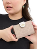 Coach Medium Corner Zip Wallet In Signature Canvas Sand Chalk