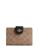 Coach Medium Corner Zip Wallet In Signature Canvas Tan Black