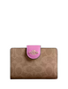 Coach Medium Corner Zip Wallet In Signature Canvas Tan Fuschia 