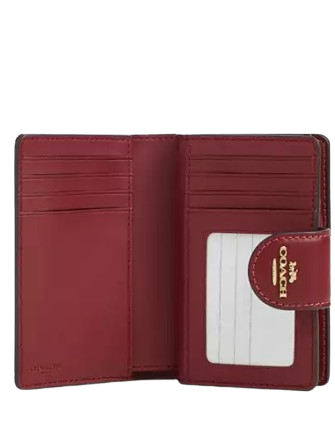 Coach Medium Corner Zip Wallet In Signature Canvas With Cherry Print Tan