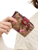 Coach Medium Corner Zip Wallet In Signature Canvas With Cherry Print Tan
