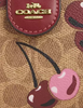 Coach Medium Corner Zip Wallet In Signature Canvas With Cherry Print Tan