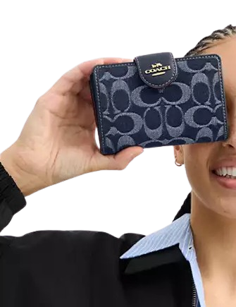 Coach Medium Corner Zip Wallet In Signature Denim