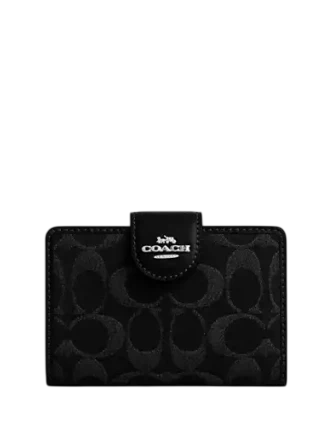 Coach Medium Corner Zip Wallet In Signature Denim Black