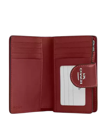 Coach Medium Corner Zip Wallet In Signature Denim True Red 