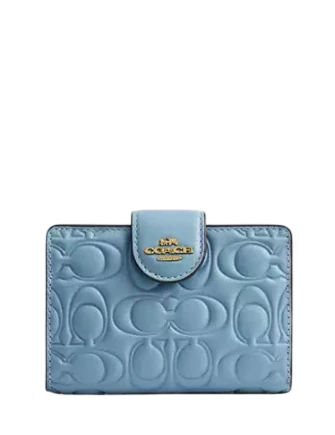 Coach Medium Corner Zip Wallet In Signature Leather Azure