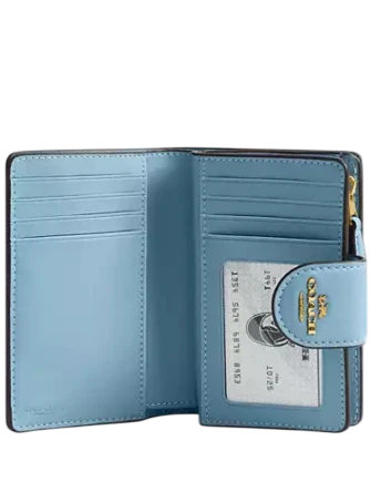 Coach Medium Corner Zip Wallet In Signature Leather Azure
