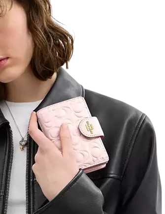 Coach Medium Corner Zip Wallet In Signature Leather Blush