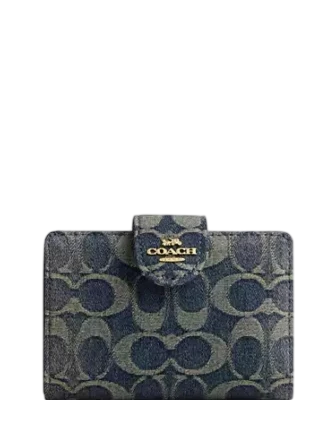 Coach Medium Corner Zip Wallet In Signature Regenerative Cotton Denim