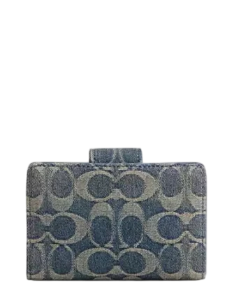 Coach Medium Corner Zip Wallet In Signature Regenerative Cotton Denim