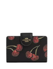 Coach Medium Corner Zip Wallet With Cherry Print Black