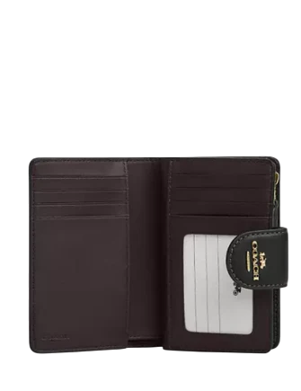 Coach Medium Corner Zip Wallet With Cherry Print Black