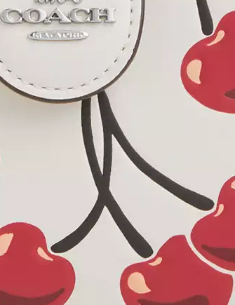 Coach Medium Corner Zip Wallet With Cherry Print Chalk