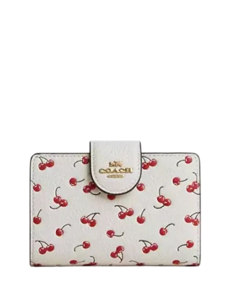 Coach Medium Corner Zip Wallet With Cherry Print