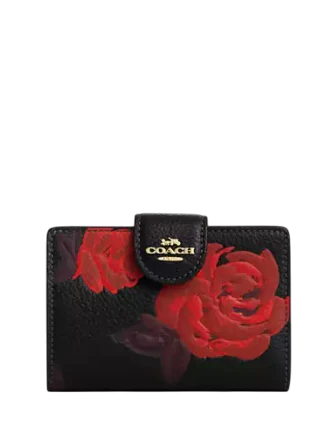 Coach Medium Corner Zip Wallet With Floral Print