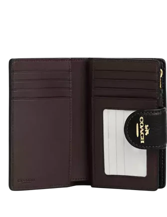 Coach Medium Corner Zip Wallet With Floral Print Black Red