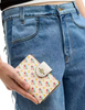 Coach Medium Corner Zip Wallet With Floral Print Chalk