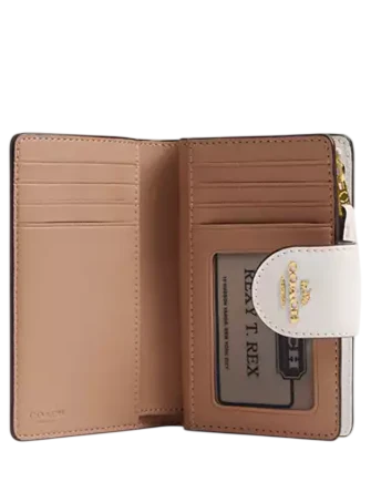 Coach Medium Corner Zip Wallet With Floral Print Chalk