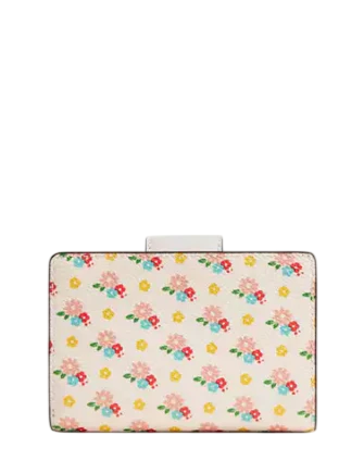 Coach Medium Corner Zip Wallet With Floral Print Chalk