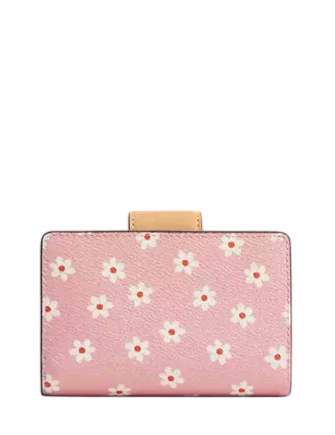 Coach Medium Corner Zip Wallet With Floral Print  Pink