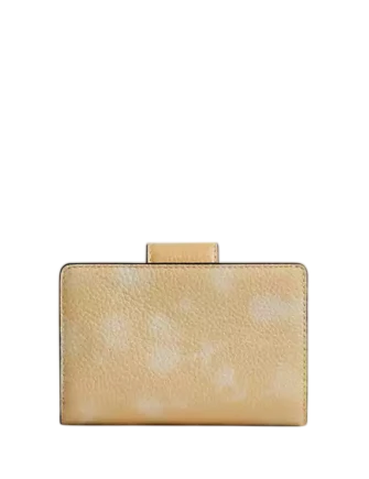 Coach Medium Corner Zip Wallet With Floral Print Washed Yellow