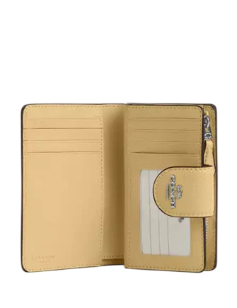 Coach Medium Corner Zip Wallet With Floral Print Washed Yellow