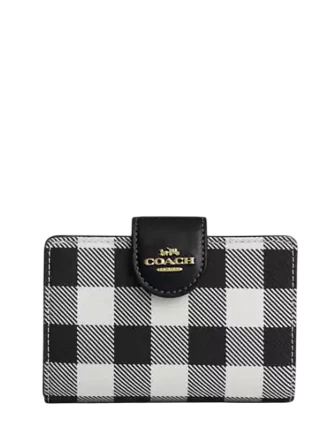 Coach Medium Corner Zip Wallet With Gingham Print