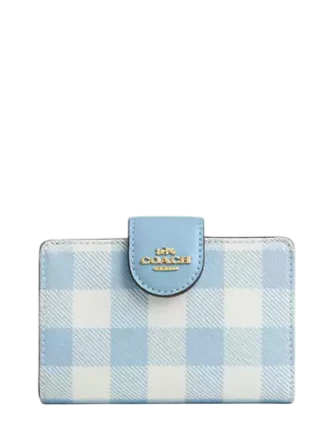 Coach Medium Corner Zip Wallet With Gingham Print
