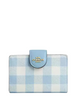 Coach Medium Corner Zip Wallet With Gingham Print Blue
