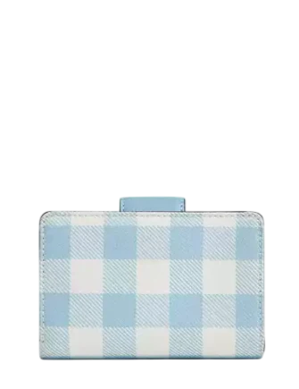 Coach Medium Corner Zip Wallet With Gingham Print Blue
