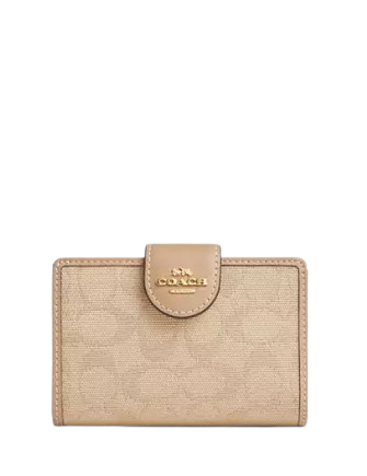 Coach Medium Corner Zip Wallet With Signature Canvas