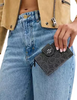 Coach Medium Corner Zip Wallet With Signature Rivets Black