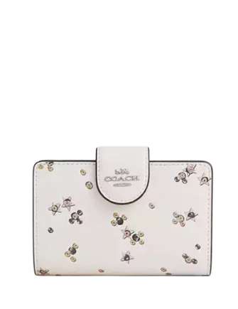 Coach Medium Corner Zip Wallet With Star Print Chalk