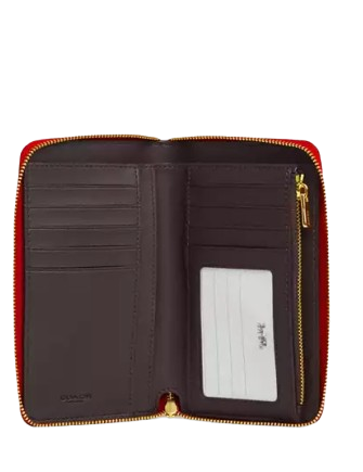 Coach Medium Id Zip Wallet Bold Red
