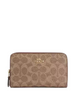 Coach Medium Id Zip Wallet In Signature Canvas Tan Brown