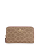 Coach Medium Id Zip Wallet In Signature Canvas Tan Pink Petal