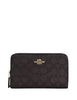 Coach Medium Id Zip Wallet In Signature Canvas Walnut Black
