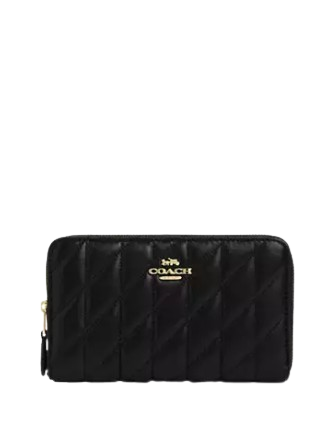 Coach Medium Id Zip Wallet With Quilting Black