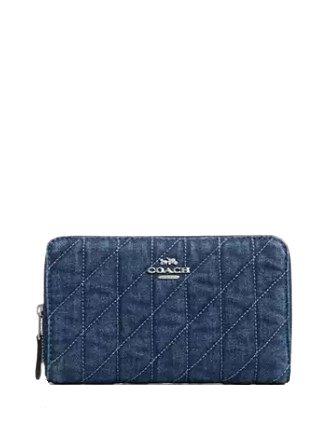 Coach Medium Id Zip Wallet With Quilting Indigo