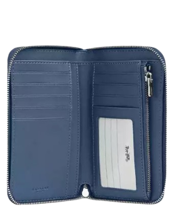 Coach Medium Id Zip Wallet With Quilting Indigo