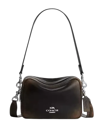 Coach Mini Carey Crossbody Bag In Loved Leather Black Brown